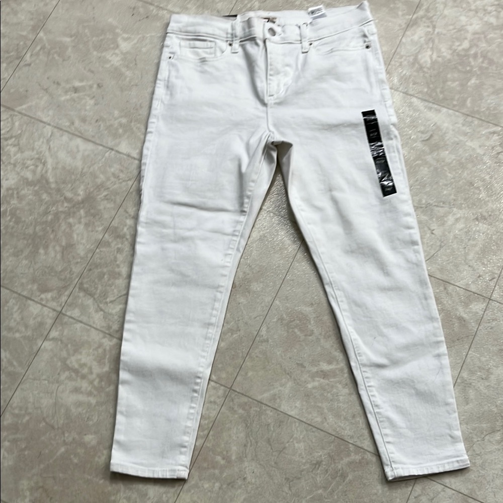 NEW Banana Republic White Skinny Jeans with Black Accent 12 Petite
